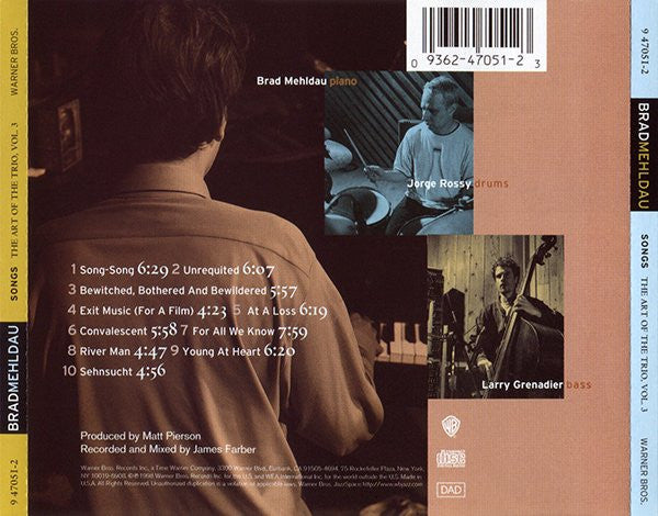 Brad Mehldau - The Art Of The Trio - Volume Three - Songs (CD) - Discogs image 2