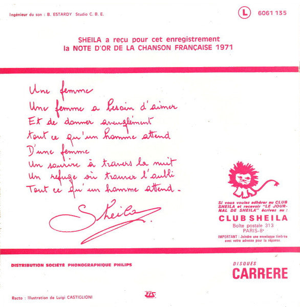 Sheila (5) - Les Rois Mages / Une Femme (7") - Discogs image 2