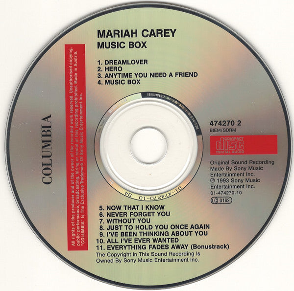 Mariah Carey - Music Box (CD) - Discogs image 3