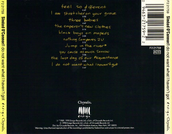 Sinéad O'Connor - I Do Not Want What I Haven't Got (CD) - Discogs image 2