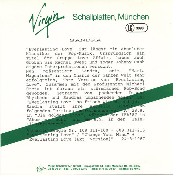Sandra - Everlasting Love (7") - Discogs image 5