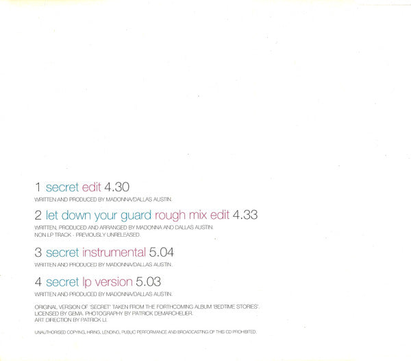Madonna - Secret (CD) - Discogs image 4