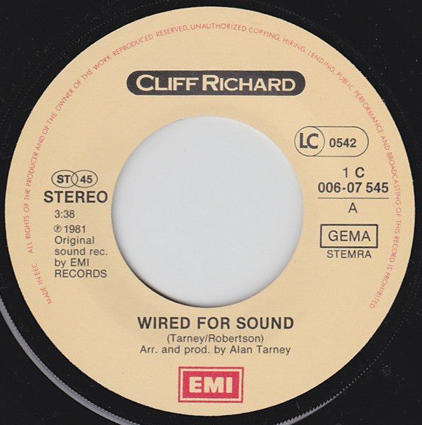 Cliff Richard - Wired For Sound (7") - Discogs image 3
