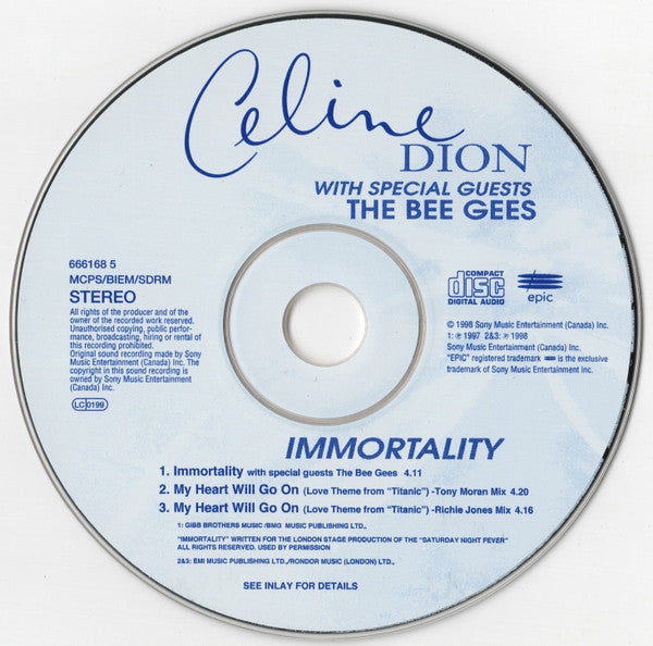 Céline Dion With Special Guests Bee Gees - Immortality (CD) - Discogs image 5