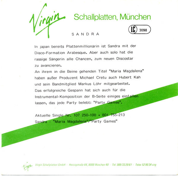 Sandra - (I'll Never Be) Maria Magdalena (7") - Discogs image 5