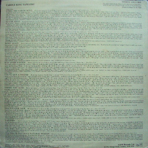 Carole King - Tapestry (LP) - Discogs image 2