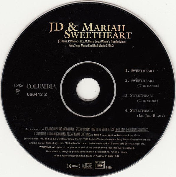 Jermaine Dupri & Mariah Carey - Sweetheart (CD) - Discogs image 6