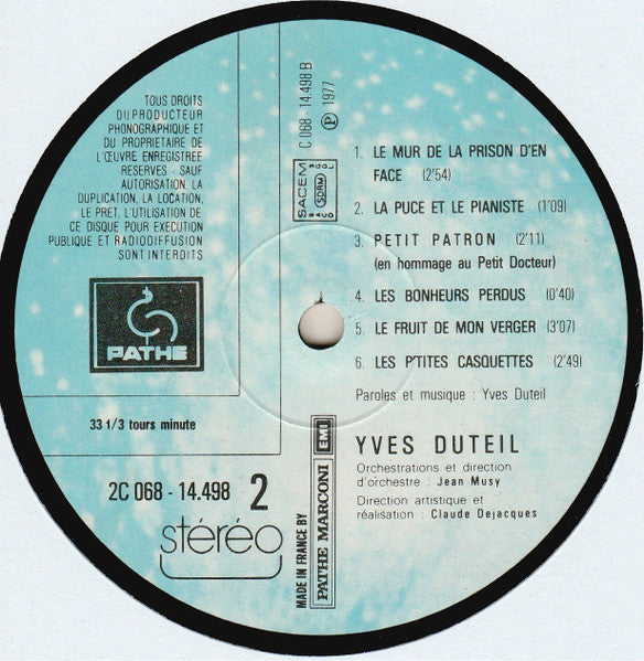Yves Duteil - Yves Duteil (LP) - Discogs image 6