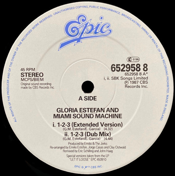 Miami Sound Machine - 123 (Extended Version) (12") - Discogs image 3