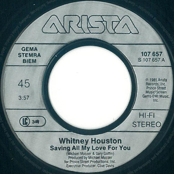 Whitney Houston - Saving All My Love For You (7") - Discogs image 3