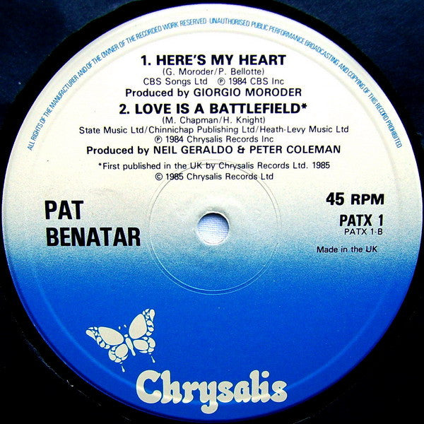 Pat Benatar - Love Is A Battlefield (Special Extended Remix) (12") - Discogs image 6