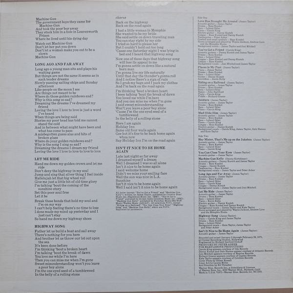 James Taylor (2) - Mud Slide Slim And The Blue Horizon (LP) - Discogs image 6