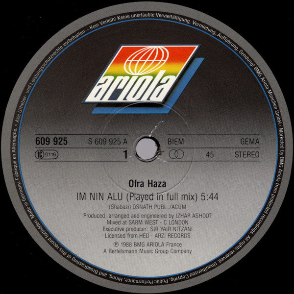 Ofra Haza - Im Nin'alu (Played In Full Mix) (12") - Discogs image 3