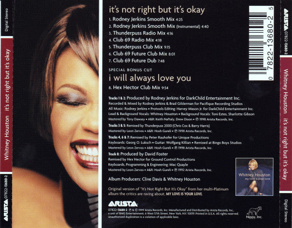 Whitney Houston - It's Not Right But It's Okay (CD) - Discogs image 2