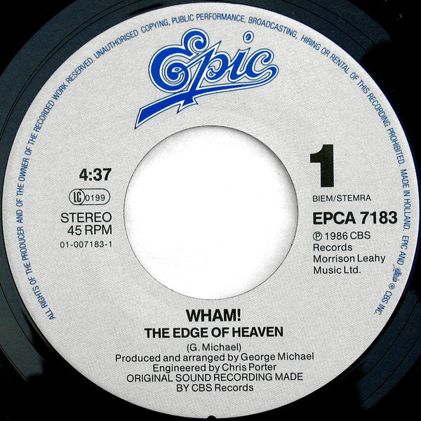 Wham! - The Edge Of Heaven (7") - Discogs image 3