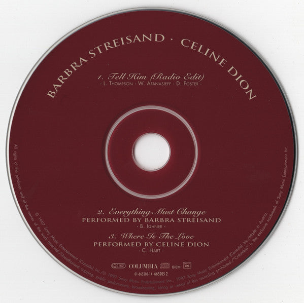 Barbra Streisand • Céline Dion - Tell Him (CD) - Discogs image 5