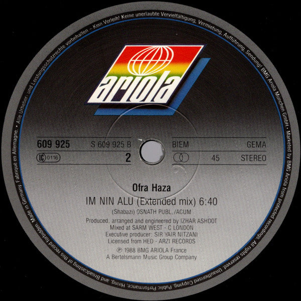 Ofra Haza - Im Nin'alu (Played In Full Mix) (12") - Discogs image 4