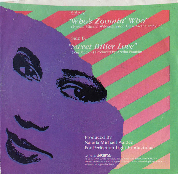 Aretha Franklin - Who's Zoomin' Who (7") - Discogs image 2