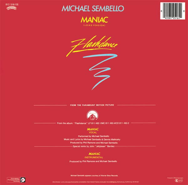 Michael Sembello - Maniac (12") - Discogs image 2