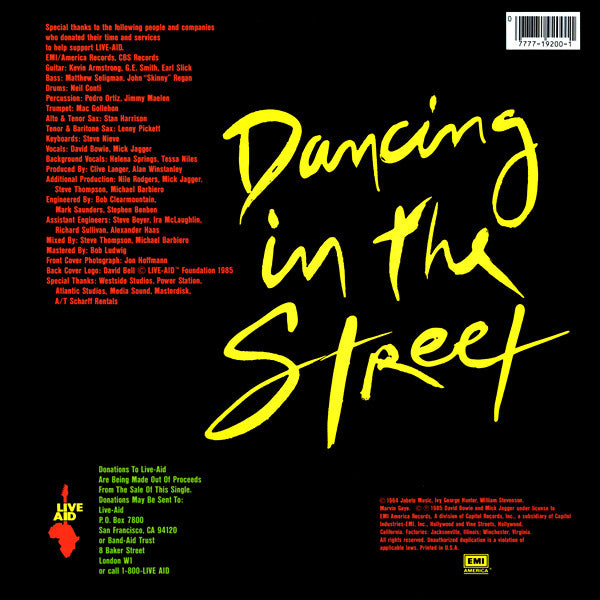 David Bowie and Mick Jagger - Dancing In The Street (12") - Discogs image 2