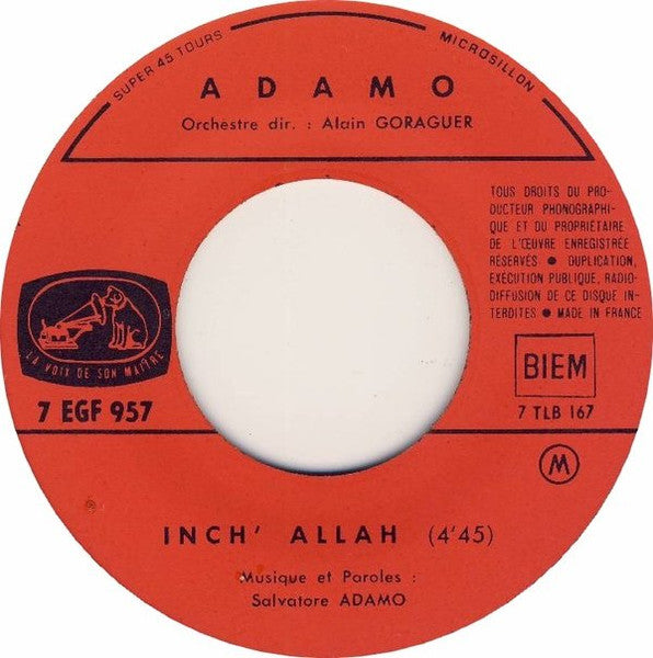 Adamo - Inch' Allah (7") - Discogs image 3