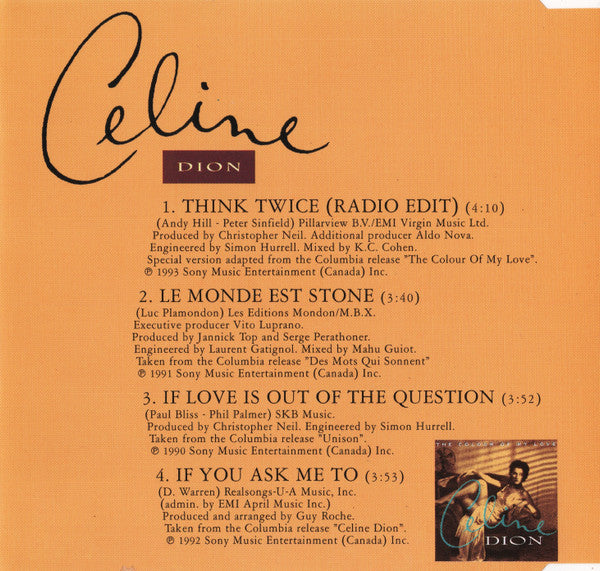 Céline Dion - Think Twice (CD) - Discogs image 4