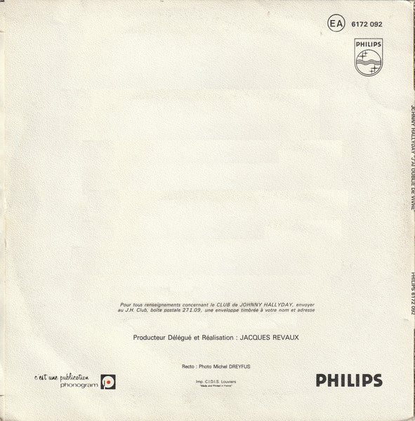 Johnny Hallyday - J'ai Oublié De Vivre (7") - Discogs image 2