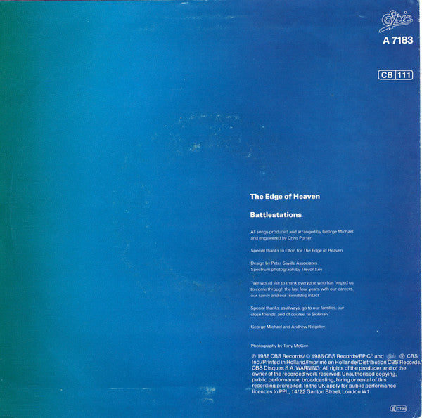 Wham! - The Edge Of Heaven (7") - Discogs image 2