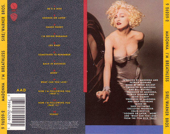 Madonna - I'm Breathless (Music From And Inspired By The Film Dick Tracy) (CD) - Discogs image 2