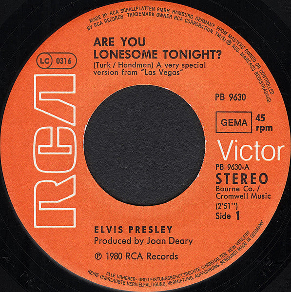 Elvis Presley - Are You Lonesome Tonight? (Lach-Version) (7") - Discogs image 3