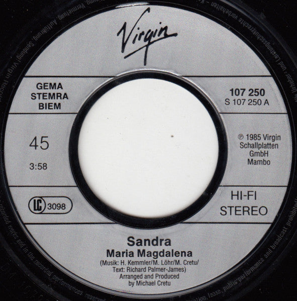 Sandra - (I'll Never Be) Maria Magdalena (7") - Discogs image 3