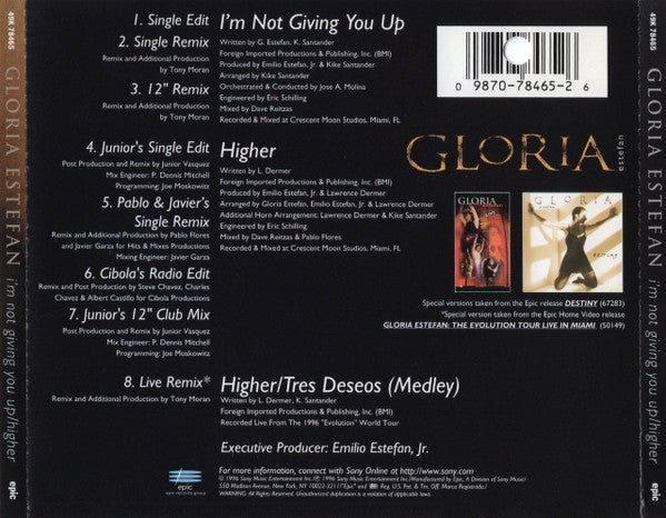 Gloria Estefan - I'm Not Giving You Up / Higher (CD) - Discogs image 2