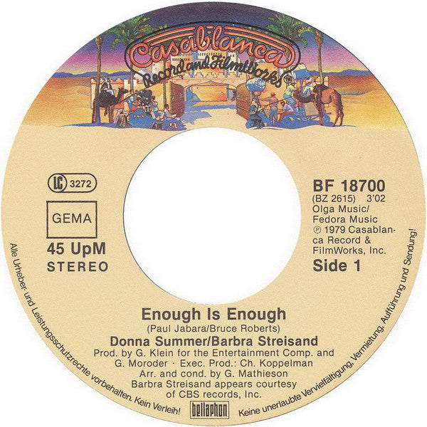 Donna Summer / Barbra Streisand - Enough Is Enough (7") - Discogs image 3