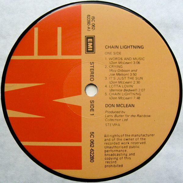 Don McLean - Chain Lightning (LP) - Discogs image 3