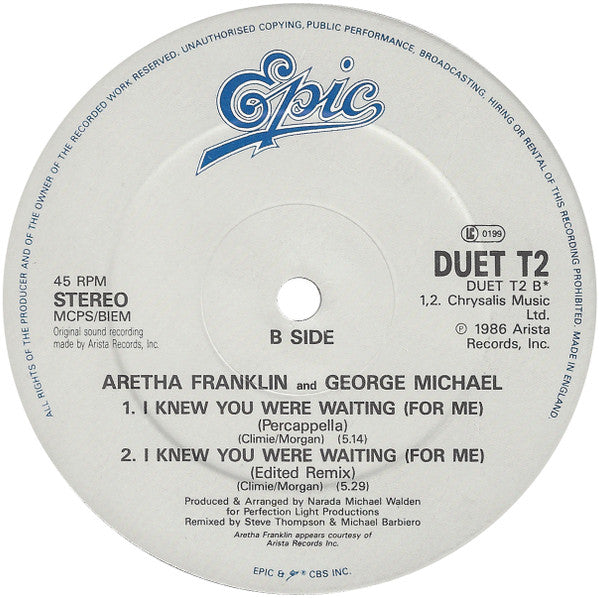 Aretha Franklin & George Michael - I Knew You Were Waiting (For Me) (12") - Discogs image 4