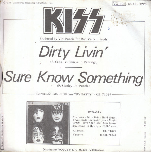 Kiss - Dirty Livin' / Sure Know Something (7") - Discogs image 2