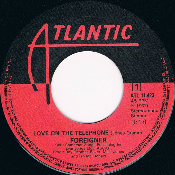 Foreigner - Love On The Telephone (7") - Discogs image 3