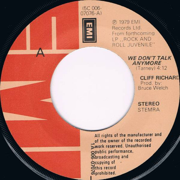 Cliff Richard - We Don't Talk Anymore (7") - Discogs image 3