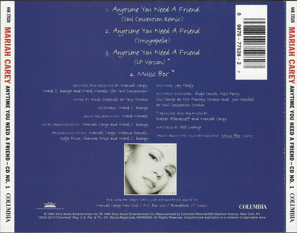 Mariah Carey - Anytime You Need A Friend (CD) - Discogs image 2