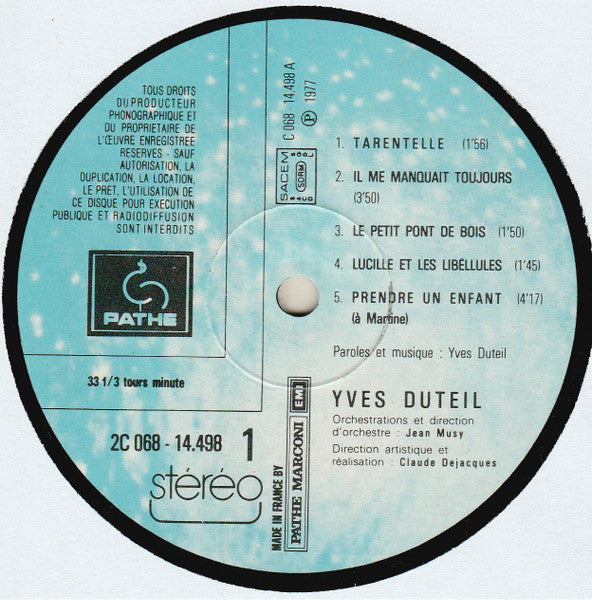 Yves Duteil - Yves Duteil (LP) - Discogs image 5