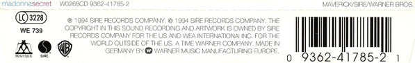 Madonna - Secret (CD) - Discogs image 2
