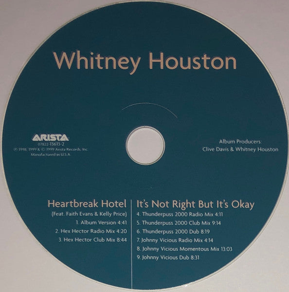 Whitney Houston - Heartbreak Hotel / It's Not Right But It's Okay (The Dance Mixes) (CD) - Discogs image 3