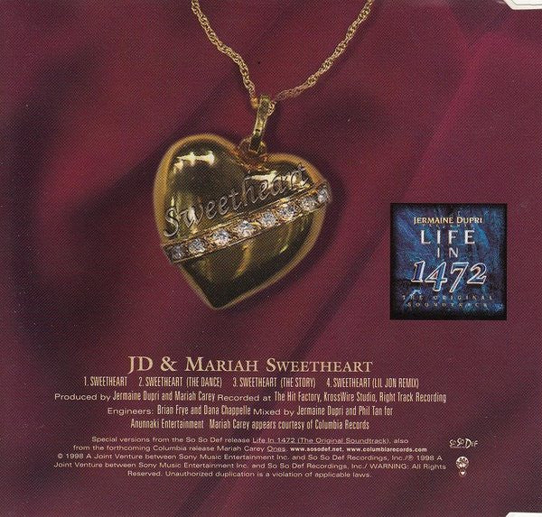 Jermaine Dupri & Mariah Carey - Sweetheart (CD) - Discogs image 4