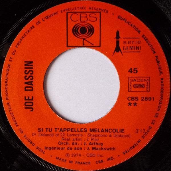 Joe Dassin - Vade Retro / Si Tu T'appelles Mélancolie (7") - Discogs image 4