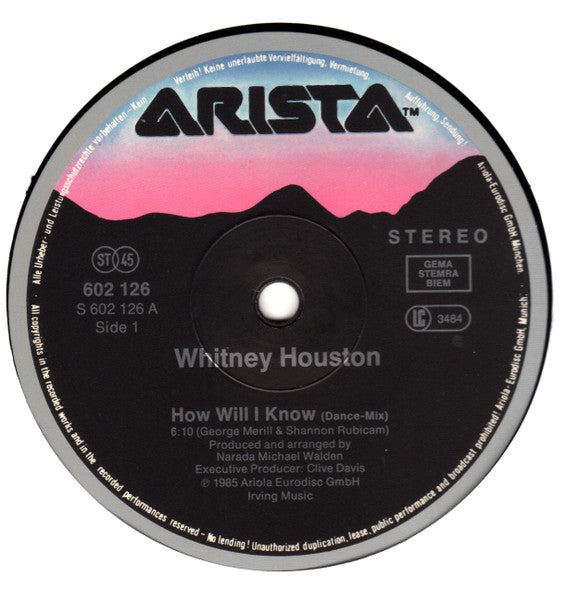 Whitney Houston - How Will I Know (12") - Discogs image 3
