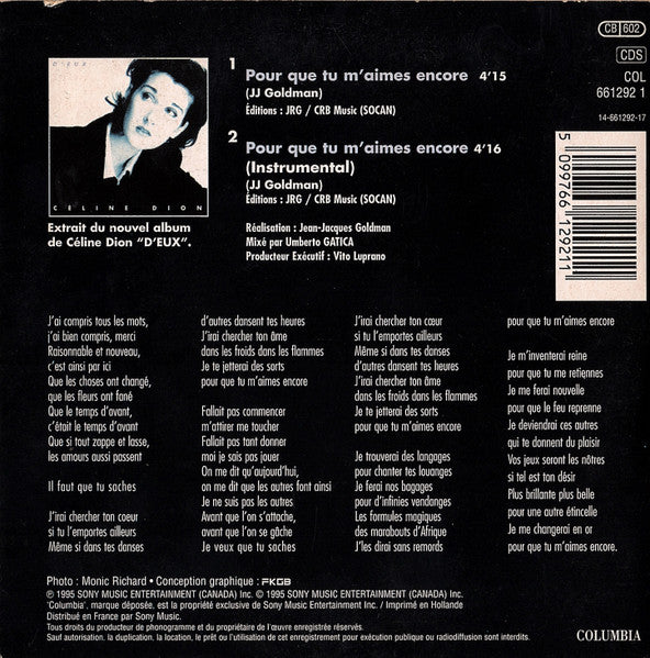 Céline Dion - Pour Que Tu M'aimes Encore (CD) - Discogs image 2