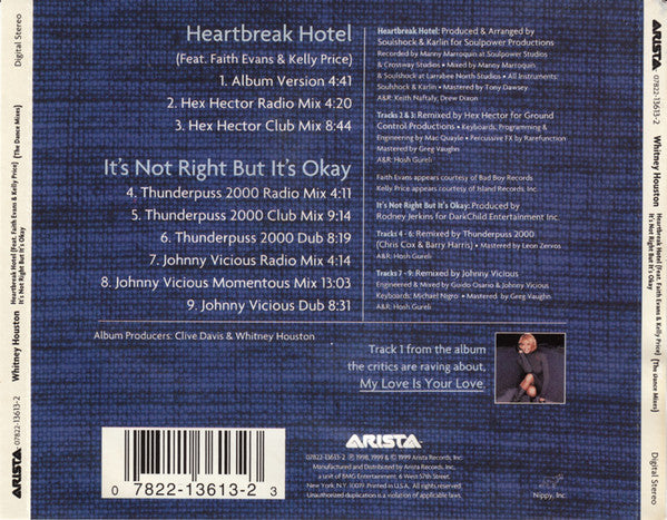 Whitney Houston - Heartbreak Hotel / It's Not Right But It's Okay (The Dance Mixes) (CD) - Discogs image 5