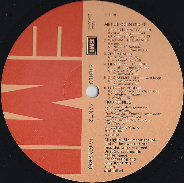 Rob de Nijs - Met Je Ogen Dicht (LP) - Discogs image 4