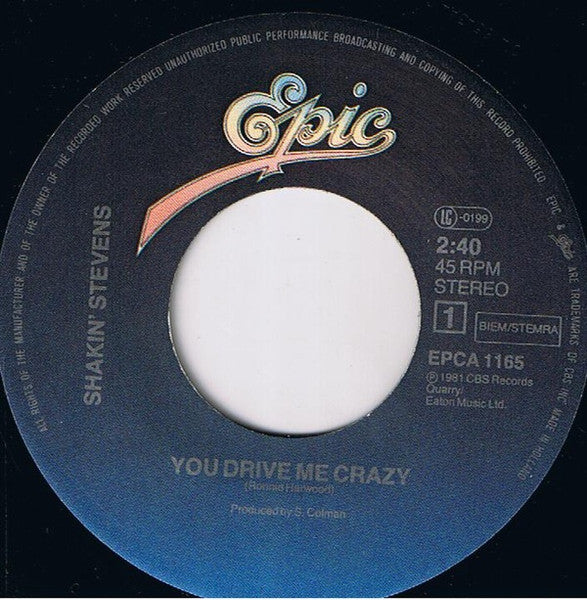 Shakin' Stevens - You Drive Me Crazy (7") - Discogs image 3