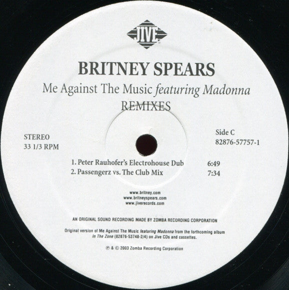 Britney Spears Featuring Madonna - Me Against The Music (Remixes) (2x12") - Discogs image 5